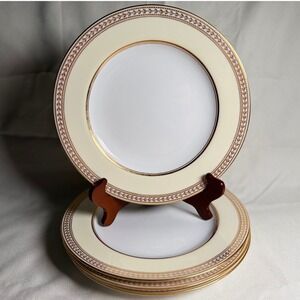 Spode Copeland China Davis Collamore Dinner Plates Gold Cream Set of 4 England